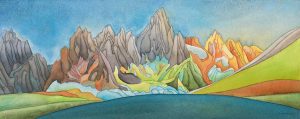 Tombstone Mountain Range Painting Art for sale